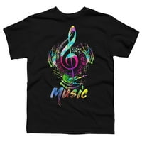 Музикална риза - Цветна височина Клиф Музикална бележка Момчета тъмносин графичен тройник - дизайн от хора XL