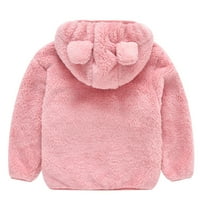 Sdjma Toddler Baby Boys Girls Solid Color Plush Cute Bear Ears Winter Hoodie Dlect Coat Jacket