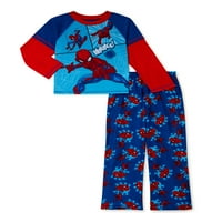 Spiderman Boys дълъг ръкав и панталони, комплект пижама от 2 части, размери 4-10