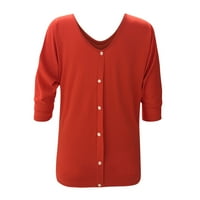 Scyoekwg ризи за ръкави за дамски летни модерни v гърба на шията тениски на тениски солиден цвят ръкав за прилеп основни ризи небрежни свободни удобни блузи оранжеви xl