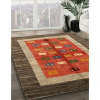 Ahgly Company Machine Pashable Indoor Round Contemporary Tomato Red Area Rugs, 7 'Round