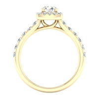 Имперски пръстен с кръгъл диамантен ореол в 10к жълто злато