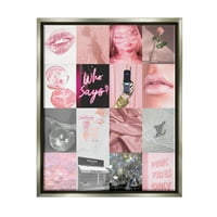 Ступел индустрии разнообразен розов естетически асортимент глем блясък мода графично изкуство блясък сив плаваща рамка платно печат стена изкуство, дизайн от Дафне Полсели