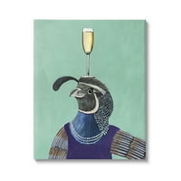 Ступел индустрии странни пъдпъдък птица носенето огърлица шампанско стъкло картини Галерия-увити платно печат стена изкуство, 16х20