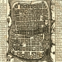 Антична карта на Йерусалим-плакат сепия
