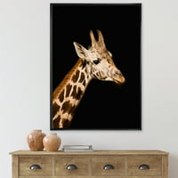 Портрет на жираф на Черно Ив рамка фотография платно Арт Принт