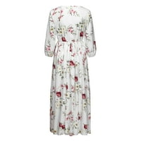 Dyfzdhu летни рокли за жени ежедневни половин ръкав бохо рокли люлка флорално отпечатани празнични макси рокли