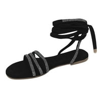 Сандали жени Кристал красива дъното Дантела Дамски обувки Европейски плосък кръст каишка дамски сандали