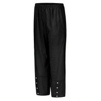 Дамски панталони дамски ивици Висока талия памук и дълги панталони ежедневни плажни панталони ежедневни панталони за жени черни