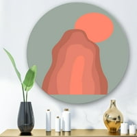 Дизайнарт' Абстрактен розов залез планински пейзаж ' модерен кръг метал Арт - диск от 23