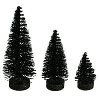 Викерман 3 -5 -7 черен блясък овален Бор изкуствена коледна елха, комплект от 3