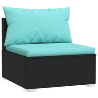 Buyweweek Patio Lounge Set с възглавнички черен поли ратан