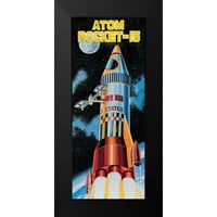 Retrobot Black Modern Framed Museum Art Print, озаглавен - Atom Rocket -15