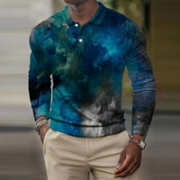 Плетени Мъжки Ризи Мода Мъж Вечерен Яка Дълъг Ръкав Върхове Тениска Блуза Есен Печат Суичър