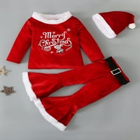 Бинведе Коледа Детски дрехи писмо Санта печат дълъг ръкав кадифе върхове и ежедневни разкроени панталони