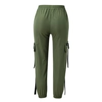 Baocc дамски панталони спортни панталони товари улични дрехи Разхлабени панталони Модни талия Жени работят с високи панталони Панталони за жени Армия Зелено