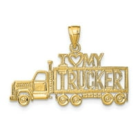 14k жълто злато чар висулка обичам моя камион за камиони