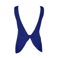 Puawkoer жени студено рамо горен възел без гръб тениска резервоар отгоре небрежен хлабав тениска тениска камис дамски върхове 2xl синьо