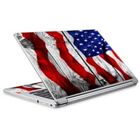 Скини декали за Acer Chromebook R лаптоп винил обвивка американско знаме върху дърво