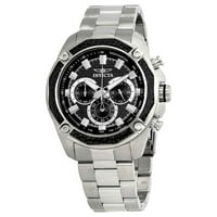 Invicta Men's Aviator Steel Gracelet & Case Quartz Black Dial Analog Watch 22803