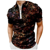 Мъжки ризи хавайски стил къс ръкав цип мода тениска Мъжка жилетка лято кафяво М
