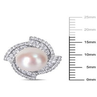 Миабела Бяла сладководна култивирана перла и 2-каратови обеци от кубичен цирконий