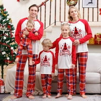 Baywell съвпадащи семейни пижами комплекти Коледа PJ's Xmas Tree Letter Printed Print Longeve Top and Plaid Pants Holiday Jammies Sleepwear Loos