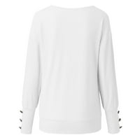 Пуловери за жени Мода чист цвят V-Leader бутон плетен пуловер есен и зимна топла топ блуза