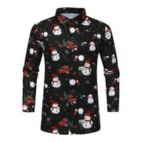 Ханас моден ежедневен мъж ризи мъже ежедневни снежинки Коледни елен отпечатани коледни риза топ блуза