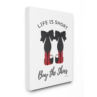 Ступел индустрии модни дизайнерски обувки черен червен акварел дума платно стена изкуство от Аманда Грийнууд