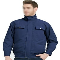 Кофи Мъжки Ревера Износоустойчиви външно облекло не Батерия външно охлаждане фен яке плътен цвят работни дрехи Гащеризони палто Тъмно синьо - Не Батерия ххл