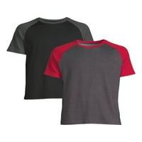 Мъжка и голяма мъжка Реглан тениска с къс ръкав, 2-пак, размери до 5ХЛ