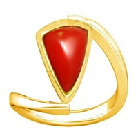 Дивия Шакти 5.25-5. Каратов триъгълник червен корал Мунга скъпоценен камък Панчхату пръстен за жени