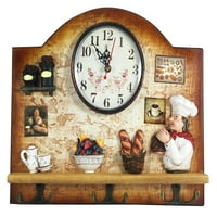 Сърдечен дом италиански готвач стенен декор часовник с куки за ключодържател-уникална идея за подарък за сватбени и домакински подаръци-френски готвач-голям вход или кухненски организатор