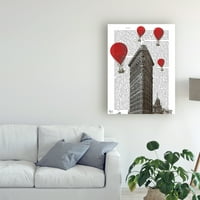 Марка изобразително изкуство 'сграда от желязо и балони с червен горещ въздух' платно изкуство от фаб фънки