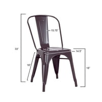 Комплект от 2, модерна матова Тъмно кафява метална трапезария кухня бар стол, височина на седалката