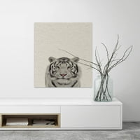 Голям бял тигър живопис печат върху увито платно