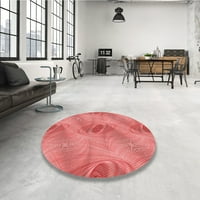 Ahgly Company Machine Pashable Indoor Round Преходна пожарна машина Червена площ килими, 4 'кръг