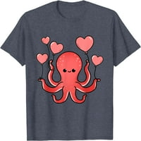 Октопод със сърдечни балони Свети Валентин ден октопод тениска