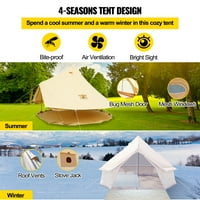 4-Сезон 5-хора голяма водоустойчива памучна Канава камбана палатка с печка за къмпинг партита