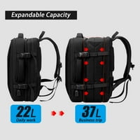 Разширяема раница за пренасяне с USB зареждане Порт Travel Weekender Backpack Пасва на лаптоп за мъже и жени