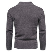 HINVHAI SEMANAL CLEANES Мъжки зима половин висока яка дълъг ръкав пуловер пуловер палто солиден цвят долна риза костенурка кафе 12