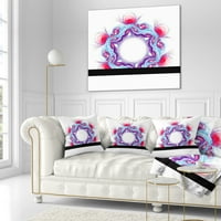Дизайнарт синьо червено фрактално цвете на бяло - флорална възглавница - 16х16