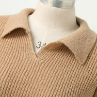 Zrbywb мода проста жена пуловер модно облекло жени ежедневни пуловер ревера солиден цвят тънък год v Врат плетен пуловер
