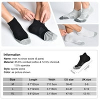 Двойки мъжете без шоу чорапи с ниско нарязване на памук атлетична ивица глезени чорапи за мъже за бягане на туризъм пътуващ офис Дом Дневна употреба - Черно и сиво