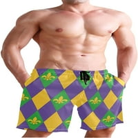 Мъжки Harlequin Fleur de Lis Pattern Swim Trunks Classic Board Shorts с джобове S-3XL