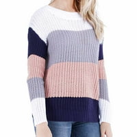 Пуловери за жени Просверие плюс размер Женски модни дълги ръкави кръг Цвят на шията Съчетаване
