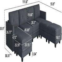 Llappuil модулен диван секционен водоустойчив анти-скачаща и антистатична дивана на тъкани с обратим шезлон