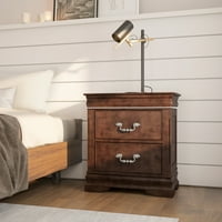 Мебели на Америка Леонора традиционно нощно шкафче с 2 чекмедже, череша