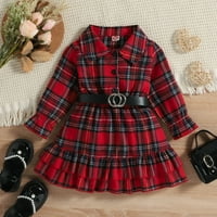 Aayomet Winter Toddler Girl Clothes Plaid Prints Brys Belt Set